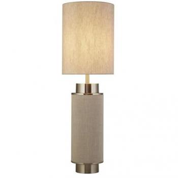 Lumière de Chevet en Métal et Tissu, Design Ronde, Taille 22 × 72 cm, E27, Greige Nickel