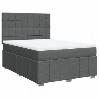 Cama box spring gris oscuro 140x200 cm