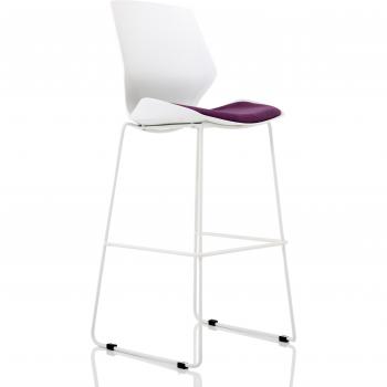 Florence High Stool Visitor Chair Tansy Purple Fabric Without Arms White Frame