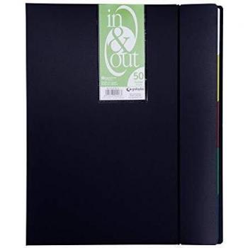 Fiche 50 carnets à couvercles amovibles A4 « In & Out » noir Grafoplas