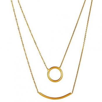 Collar de Plata Bañada en Oro con Onix Doble Triángulo