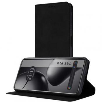 Funda Libro con Tarjetero para Xiaomi 14T Pro 5G en Color Negro