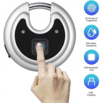Smart Fingerprint Lock USB Rechargeable with 180mAh Battery for Indoor/Outdoor Use