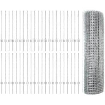 Valla de Seguridad con Postes Plateados 0.8x100 m Acero