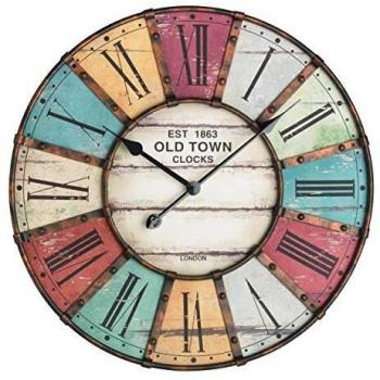 Horloge Murale Vintage XXL TFA 60.3021 en Métal avec Chiffres Romains