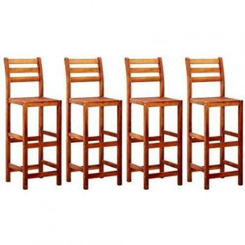 Lot de 4 chaises de bar en bois d'acacia
