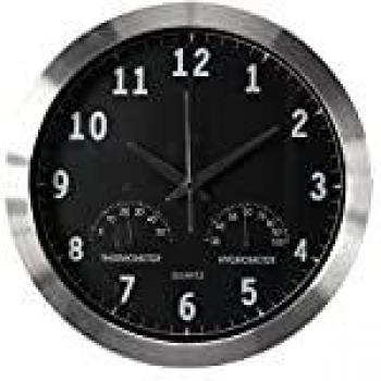 Horloge murale en aluminium avec thermomètre et hygromètre