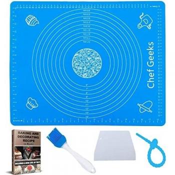 ChefMaster XL 2‑in‑1 Silicone Baking Mat Set with Roller & Scraper