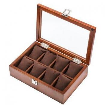 8-Slot Watch Organizer with Glass Lid