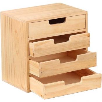 4-Tier Rustic Drawer Storage for Cosmetics