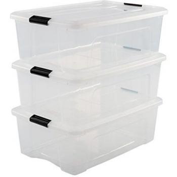 Iris Ohyama, Boîtes de rangement transparentes, 30 L, 3 pièces