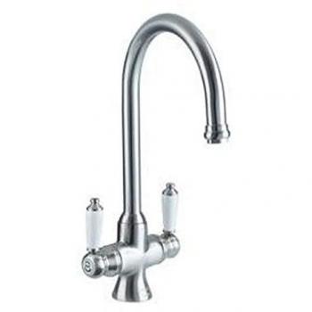 Bristan Renaissance Brushed Nickel Dual Handle Easyfit Kitchen Sink Mixer Tap 18.5cm