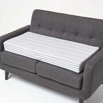 Coussin d'assise déhoussable en coton pour canapé 2 places, gris