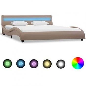 Modernes Bettgestell mit LED 160x200 cm Cappuccino-Braun