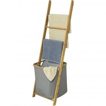 Estantería de baño con cesta para ropa y tres toalleros, H140 cm, FRG263-N, SoBuy