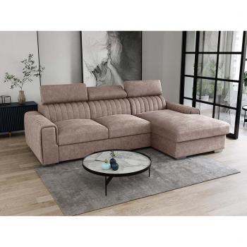 Canapé d'angle LARICA en velours taupe convertible