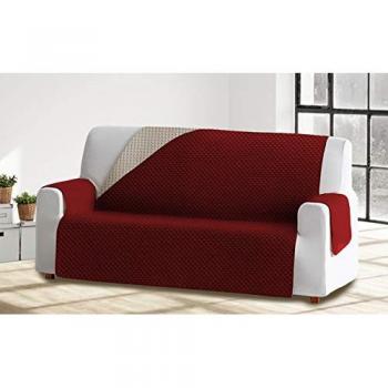 Cubre Sofá Reversible Rojo Beige, Microfibra y Sujeción