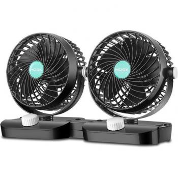 Dual Head Car Fan with Adjustable Clip