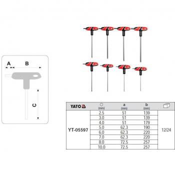 Ensemble YATO 05597 : tournevis coudés 8 pièces
