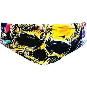 Turbo Black‑Yellow Calavera Polo Trunks – S Size