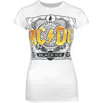 Ladies AC/DC Black Ice Graphic Tee – XL (Off‑White)