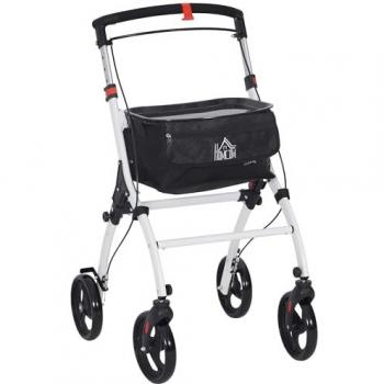 Height-Adjustable Folding Rollator Walker with Tray