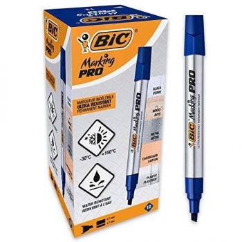 BIC Marking Pro Fixstift mit Keilspitze – 12‑er Packung, Blau