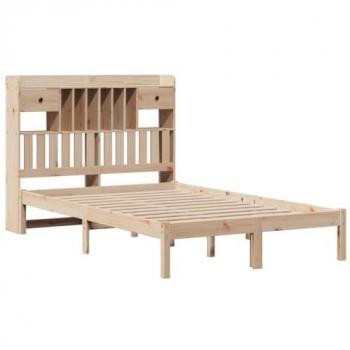 Cama con estantería sin colchón madera maciza de pino 120x190cm Vidaxl 736463