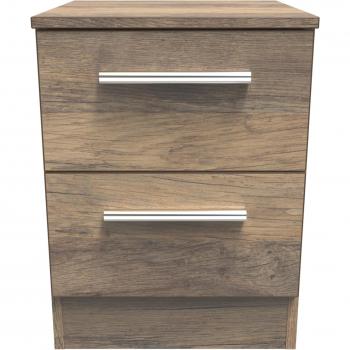 Contrast 2 Drawer Bedside Cabinet In Vintage Oak