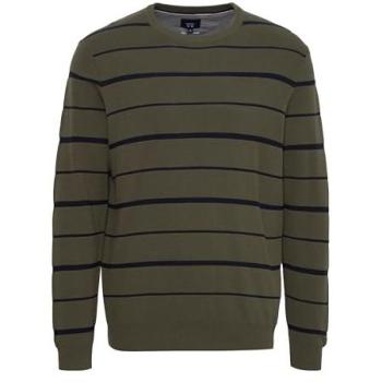 Herren Pullover „Grape Leaf“ – Grüner, gestrichelter Rundhals, Langarm, S
