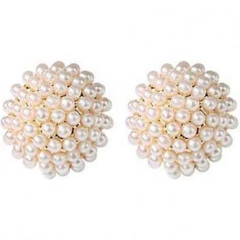 Boucles d'oreilles à clip dorées en imitation de perles pour femme, style coréen