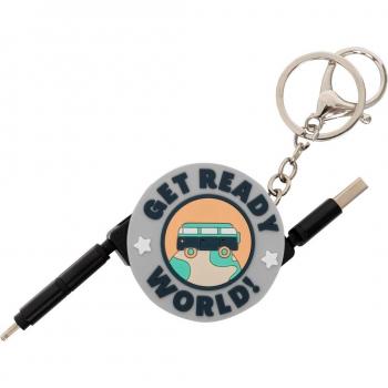 Llaveros de Caucho con Cable Gris Get Ready World