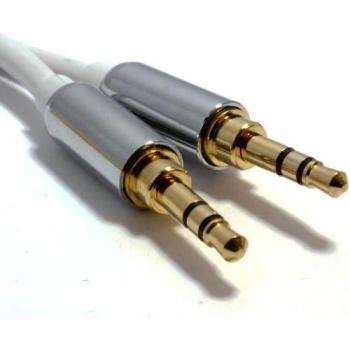 Kenable PRO 3.5mm White Gold Audio Cable 1m Male‑to‑Male