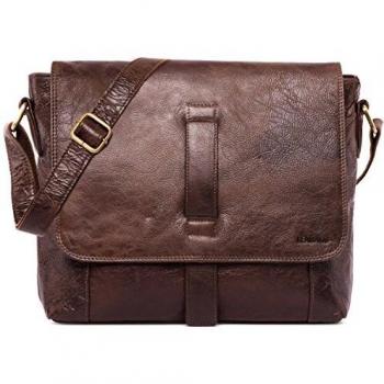 LEABAGS Nantes Umhängetasche aus echtem Büffelleder – Retro‑Stil in Muskatfarben