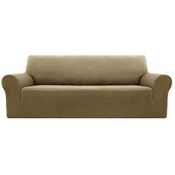 Deconovo Jacquard Sofa Cover Stretch Slipcover Small Checks Polyester Anti-Slip Spandex Fabric