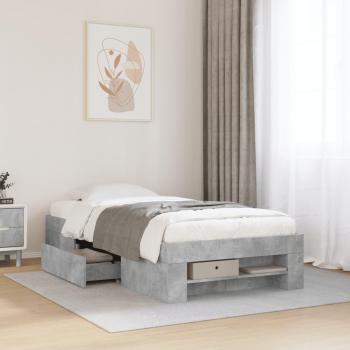 VidaXL: Bed Frame without Mattress (Concrete Grey, Engineered Wood, 90x200cm)