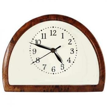 Horloge de Bureau Mécanisme Silencieux Éclairage LED Tactile Demi-Cercle Bois