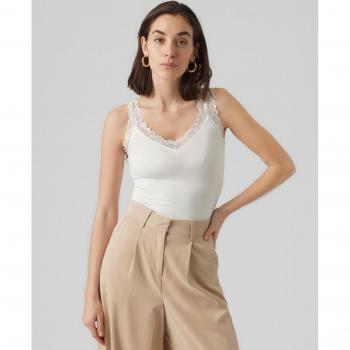 Vero Moda VMROSA Spitzentop mit Spitzenbesatz, Regular Fit, Weiß, XS
