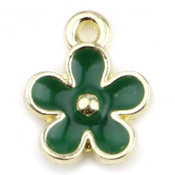 Dijes Coloridos de Flores para Joyería, 20 Uds, Aleación de Zinc, Color Dorado, Colgante de Esmalte Estrella 12mm x 10mm