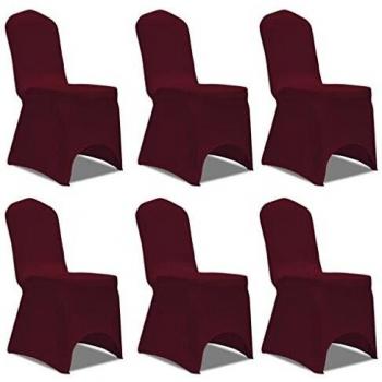 Burgundy Stretch Chair Cover 6 pcs vidaXL