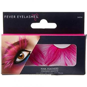 Ciglia finte con piume rosa e colla