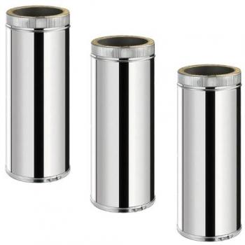 MonMobilierDesign Conduit 3x – Double Paroi Isolée, Polycombustible, 50 cm, Ø100 mm