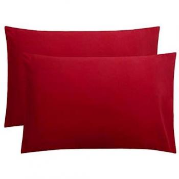 FLXXIE Microfiber Pillowcases, Wrinkle and Stain Resistant, Queen Size, Wine Red