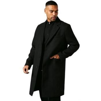 Burton Men's Epsom Wool 3‑Button Black Signature Coat