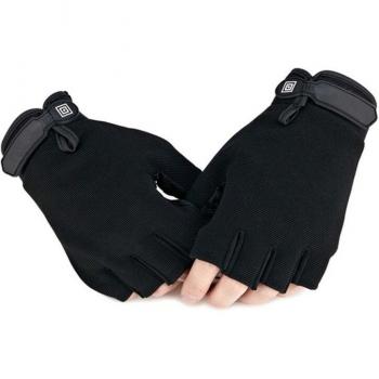 Men Women Black Anti-Slip Half Finger Gloves