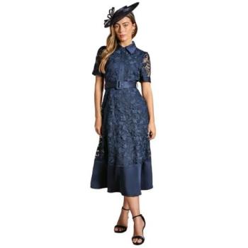 Mid-Length Satin & Lace Dress, Dusty Blue – Coast Women 14