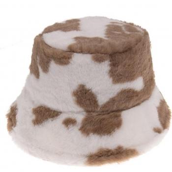Gorro de Pescador con Motivo de Vaca y Felpa
