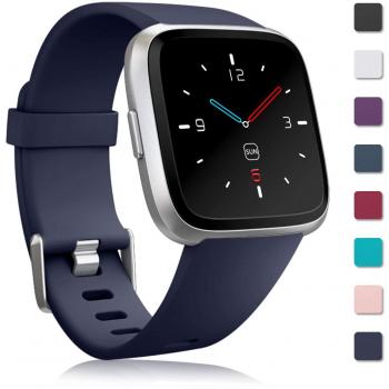 Zekapu Silicone Wristband for Fitbit Versa/Fitbit Versa Lite (Dark Blue, Large)