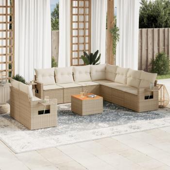 Ensemble de meubles de patio 10 pcs beige avec coussins