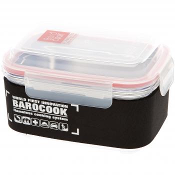 Barocook Schalen-Kochbehälter – 850 ml, schwarz/transparenter Deckel